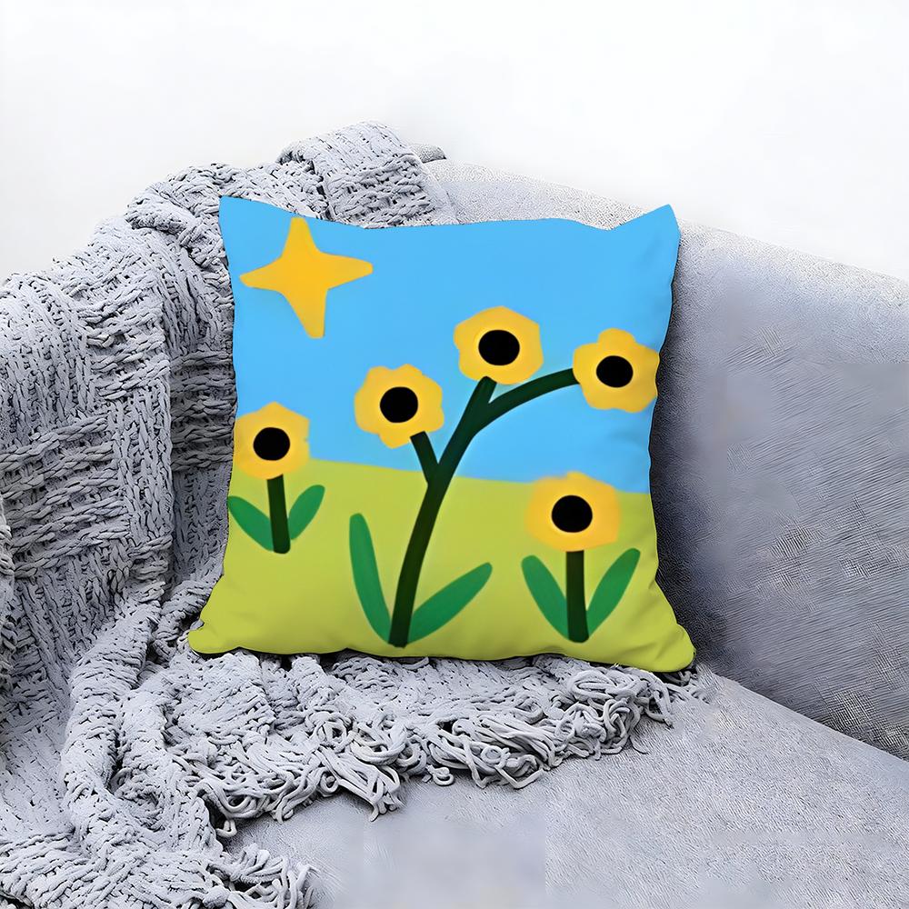 Artistic Floral Illustration Cushion Cover Premium Comfort Reversible Pillow Cove Two in One Design for Any Room Car Interior