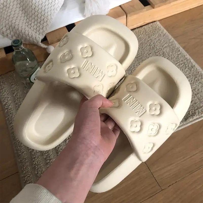 Fashion Sandals Open Toe Soft Woman Slippers House Shoes for Women Green Slides Rubber Bathroom Home Thick Outside Shoe Pvc Easy Wears B