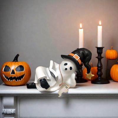 Statua Ducha na Halloween Rzeźba z Żywicy Wodoodporna Odporna na UV Trzymająca Książkę Dekoracja Stołu Ozdoba na Imprezę