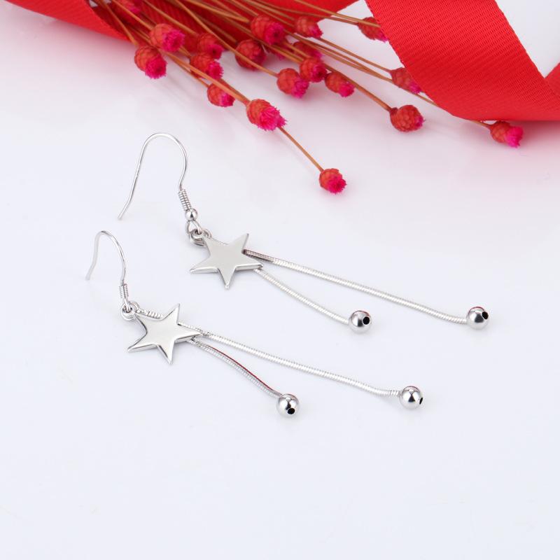 Korean Version of Retro Fashion Temperament Trendy Five-pointed Star Two-line Earrings Earrings Women's Jewelry
