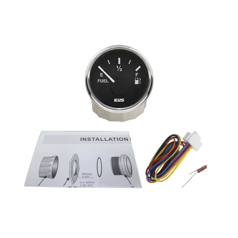 KUS Guaranteed Universal Fuel Level Meter Fuel Gauge Meter Fuel Gauge Indicator 0-190ohm 52MM(2inches) Backlit /24V