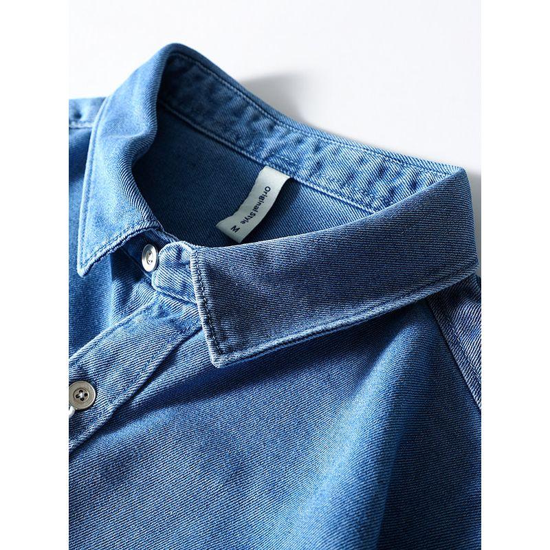 Blue Washed Retro Denim Shirt Jacket Men Long Sleeves 2024 Autumn New Arrival Export Men's Wear Workwear Shirt