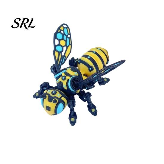 Mechanical Bee Model 3D Printed Figurine, Collectible Cyberpunk Hornet Ornament with Lightweight Figure Movable Joints, Stress Relief Articulated S