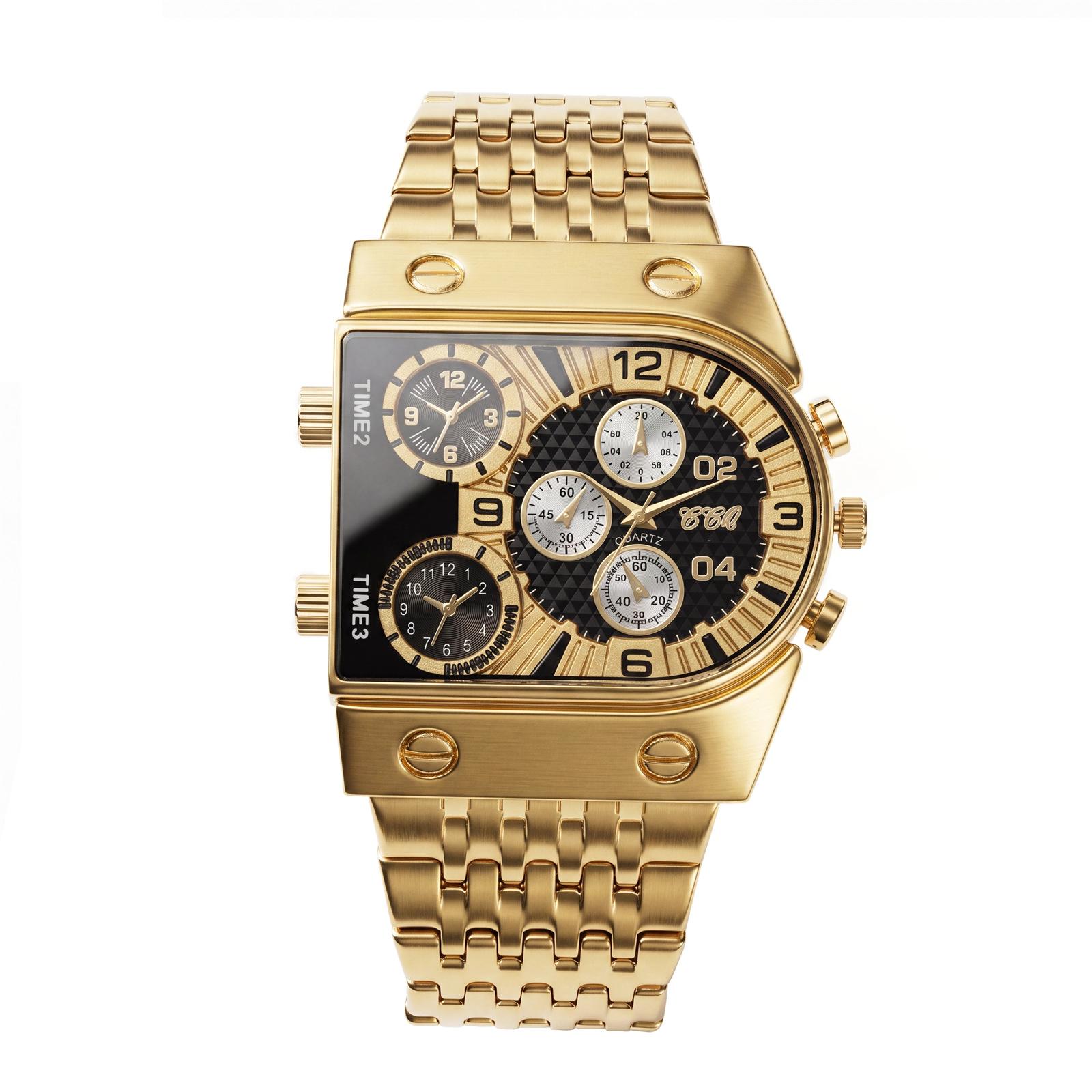 Men S Watch Men S Quartz Watch Large Dial Fashion And Cool Personality Luminous Steel Belt Business Casual Watch золотой