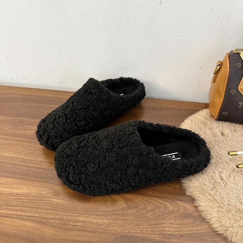 

Интернет-знаменитости популярная сумка голова хлопковые туфли женские 2025 осень и зима новая одежда зарубежный стиль универсальный ленивый плоская подошва волосы обувь прилив 40 чёрный