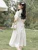 Summer New POLO Collar Waist Small Short-sleeved Dress Women's Bow Teaching Interview Medium and Long Dress