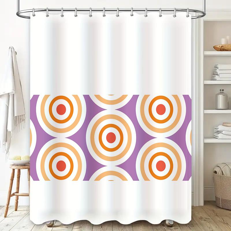 Colorful Circles Shower Curtain Set Waterproof Durable Fabric Bath Decoration for Home Bathroom Modern Decor in Purple, Orange W