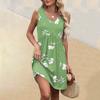 Women's Summer V-neck Casual Beach Vacation Style Vintage Floral Print Sleeveless Splicing Dresses