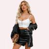 Damen Kunstkrokodil PU Minirock mit seitlichem Schlitz Dehnbar Bodycon Streetwear