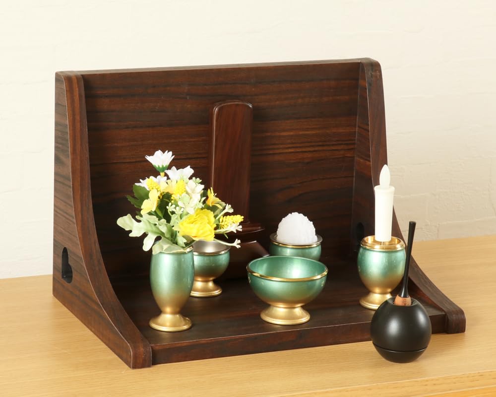 Mini Buddhist Altar "Stage Two" Open Type Walnut Color for Home Memorial Service