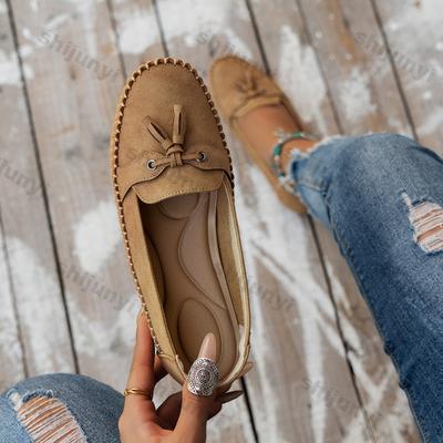 Women's Flat Loafers Ladies Flats Shoes Loafers New Casual Comfortable Female Flats Slip On Round Toe Single Shoes Plus Size 44