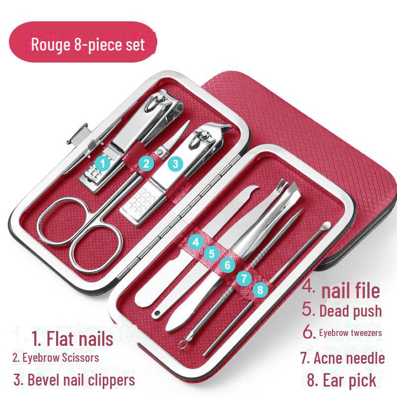 Stainless Steel Nail Clippers Set for Hands and Feet - Includes Dead Skin Remover and Hawkbill Pliers.