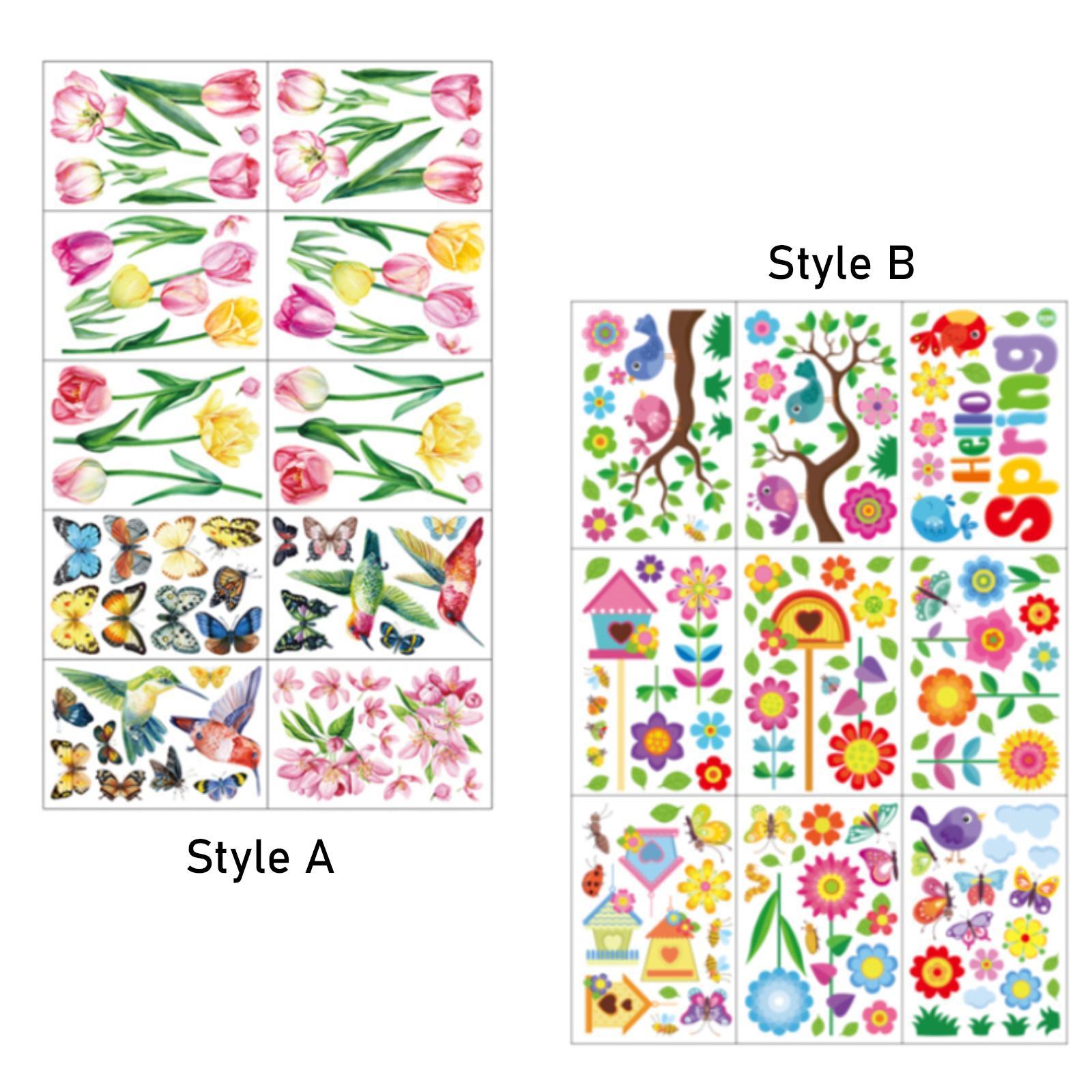 

9 Pieces Spring Glass Sticker PVC Window Sticker for Office Bathroom Kitchen Style B