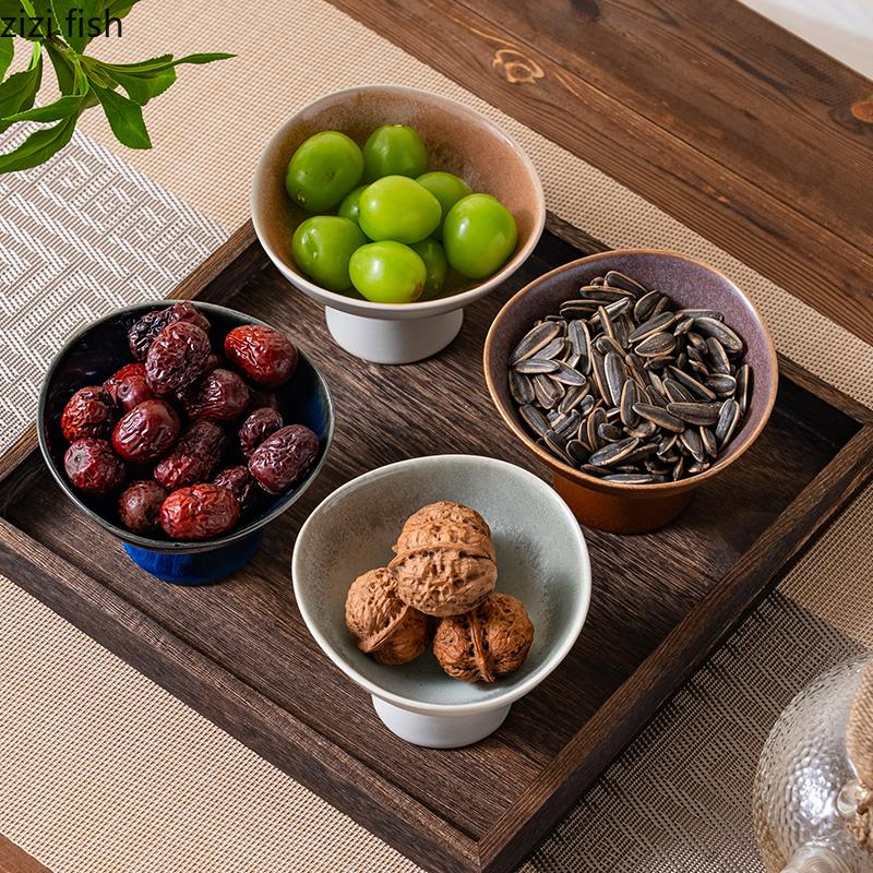 Ceramic High Footed Bowl Ice Cream Cup Dessert Plate Snack Bowl Sasebo Bowls Fruit Plate Candy Platter Dim Sum Dish Cake Plates