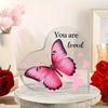 "You Are Loved" Butterfly Heart Acrylic Plaque - Pink Butterfly Design, Keepsake for Home or Office Decor, Perfect Birthday, Holiday, or Party Gif