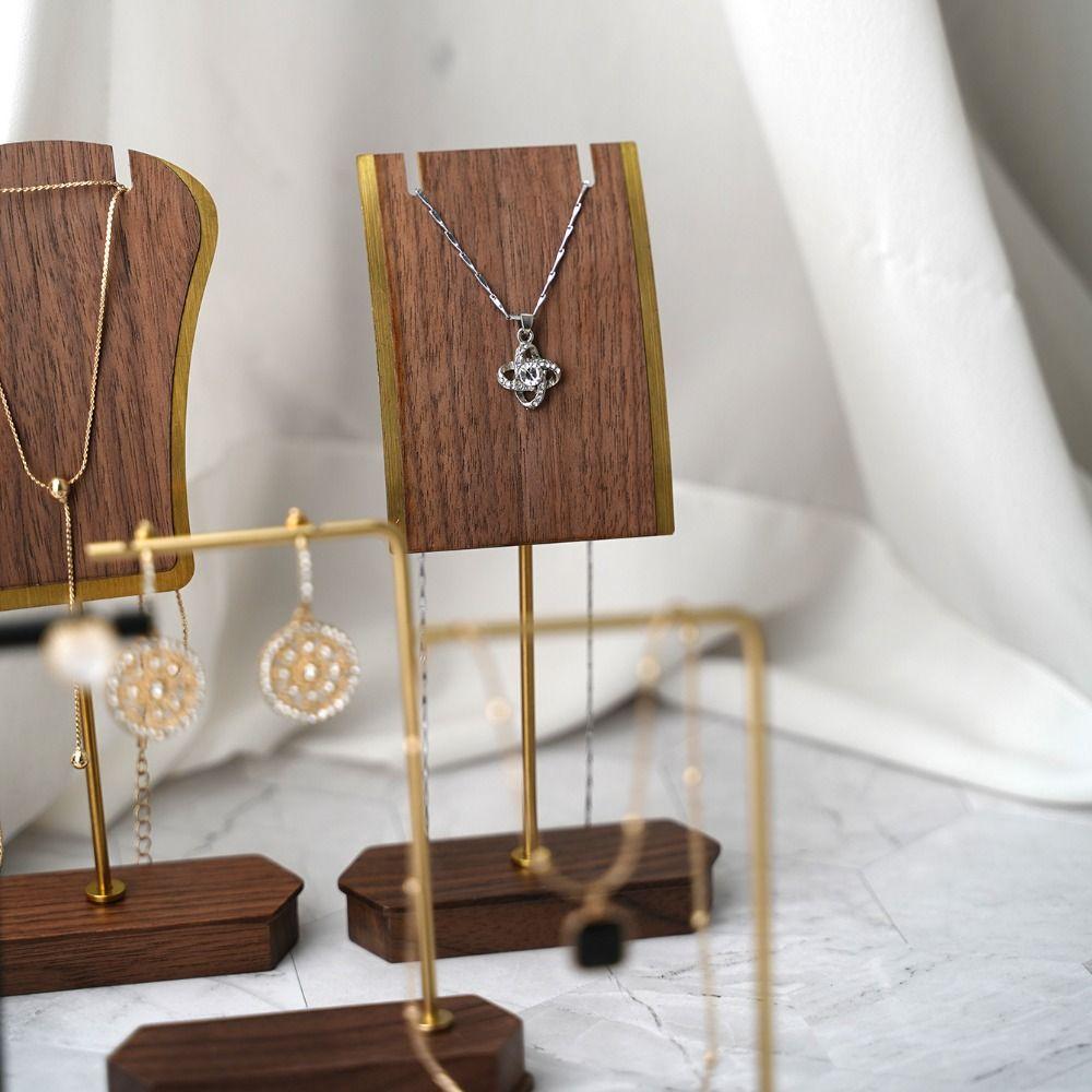 High Quality Copper and Wood Jewelry Display Stand Photography Props Simple Storage Rack Display Holder Necklace