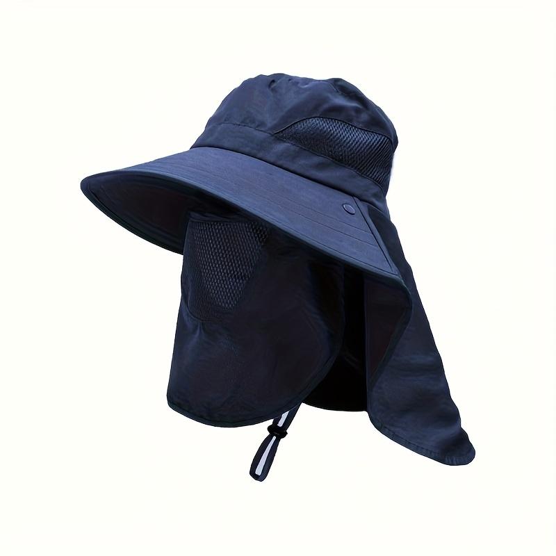 

Summer Sun Hat Breathable Anti-UV Cycling Fishing Neck Flap Fisherman Hat Unisex Outdoor Large Brim Hunting Hiking Bucket Hat синий