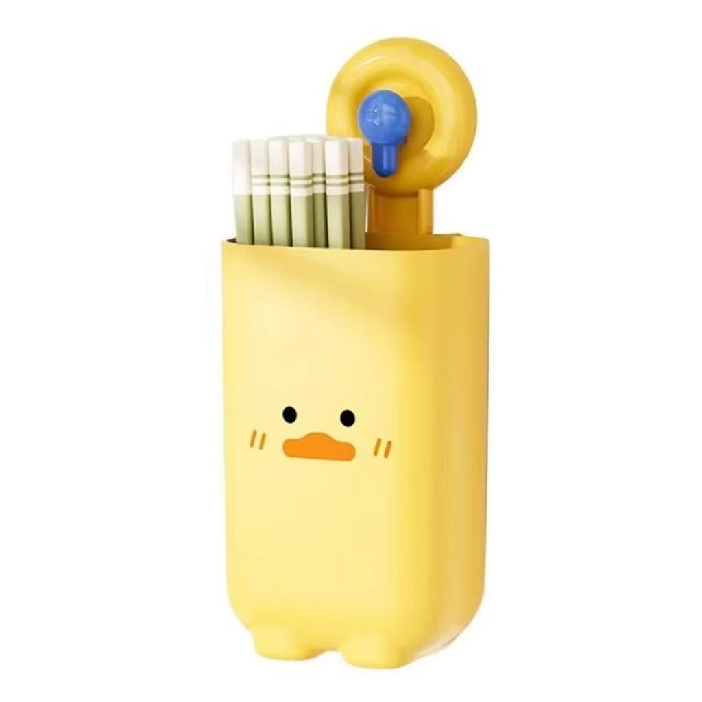 Kitchen Cartoon Suction Cup Chopsticks Holder Wall Mounted Spoon Storage Box No Drilling Required Easy Installation Durable Material