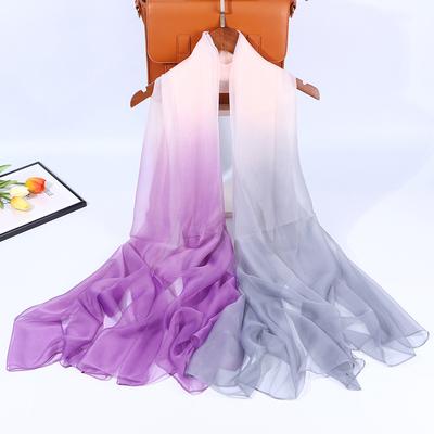 Gradient Color Silk Scarf for Autumn and Winter, Women's Large Sheer Scarf, Outdoor Fashion Scarf, Sun Protection Shawl, Beach Scarf, Stylish