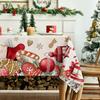 Christmas Poinsettia Gingerbread Tree Waterproof Tablecloth Table Decor Winter Kitchen Dining Tablecloth Christmas Decorations