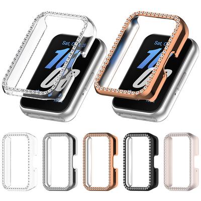 Coque de Montre PC Incrustée de Diamants Coque Demi-Couverture Coque de Protection Anti-Poussière pour Smartwatch Anti-Rayures pour Samsung Galaxy Fit 3 SM-R390
