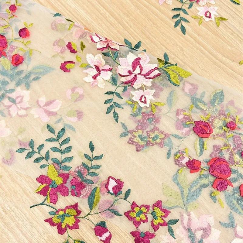 1/3yard Flower Embroidery Lace Fabric Soft Women Wedding Dress For DIY Handmade Sewing Lace Embroidery Fabric Crafts