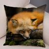 Cute Wild Fox Print Pillowcase Decorative  Animal  Polyester Cushion Cover for Sofa Home Car