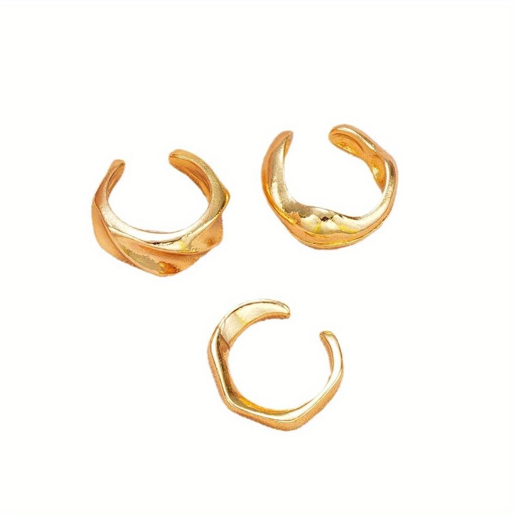 Set of 3 Women's Earrings: Gold-Tone Irregular Geometric Lines—Trendy Accessories with a Simple, Elegant Design