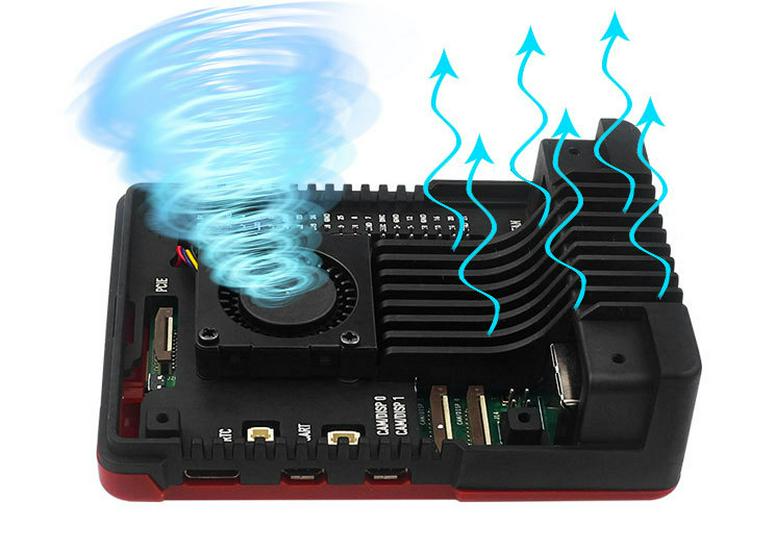 Raspberry Pi 5 Aluminum Alloy Case with Active Cooling Fan and PWM Speed Control