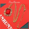 Dreamy Geometric Shape Red Crystal Pendant Necklace