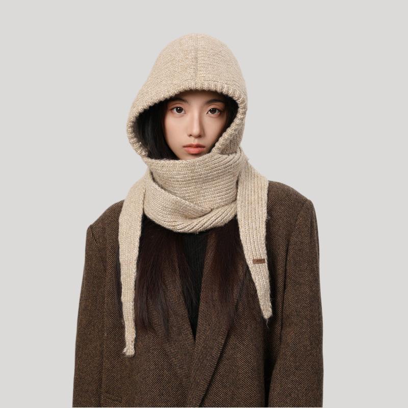 Winter new knitted hat scarf integrated versatile warm including wool ear protection balaclava hat