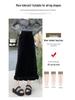 Women's Layered Velvet Midi Skirt with High Slit and Ruffle Lace - Thickened for Autumn and Winter