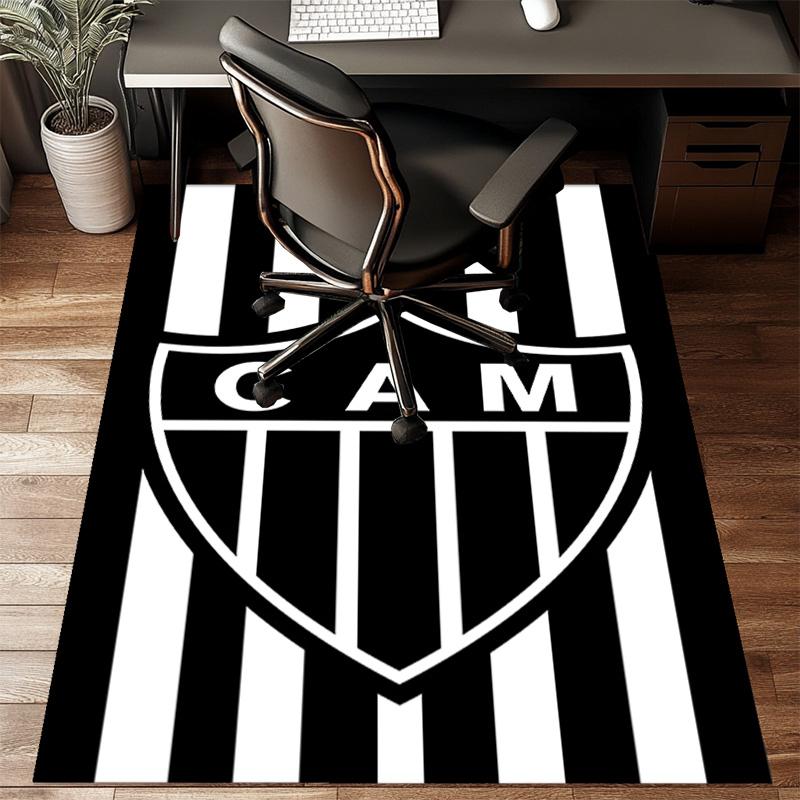 Black And White Stripes With Star Printed Office Carpet Chair Cushion Entryway Rug, Rugs for Living Room, Bedroom Christmas gifts