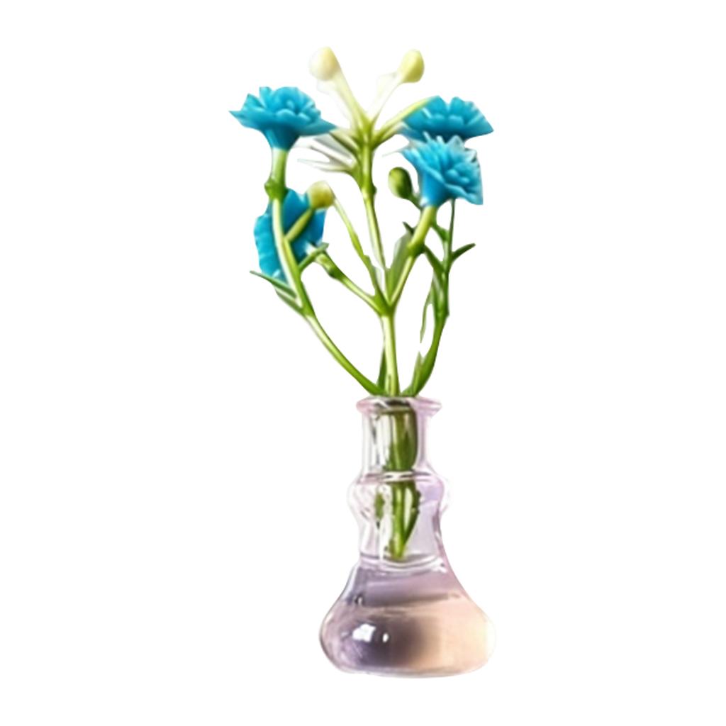Mini Magnetic Glass Vase Set Small Artificial Flower Pot Decorative Plant Magnet for Office Kitchen Storage Cabinet Refrigerator Accessories