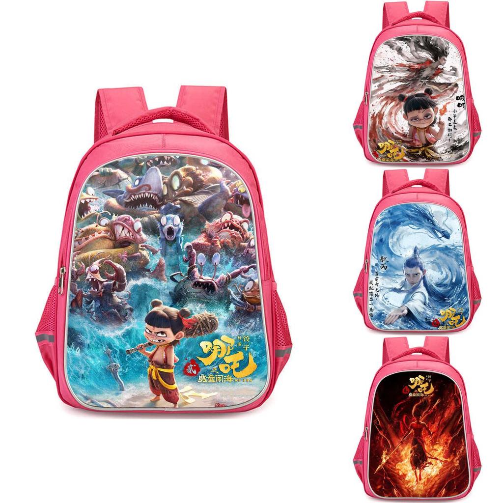 Nezha 2 Mo Tong Nao Hai Ao Bing Girls School Backpack Lightweight Oxford Bookbag Large Capacity For Elementary Students