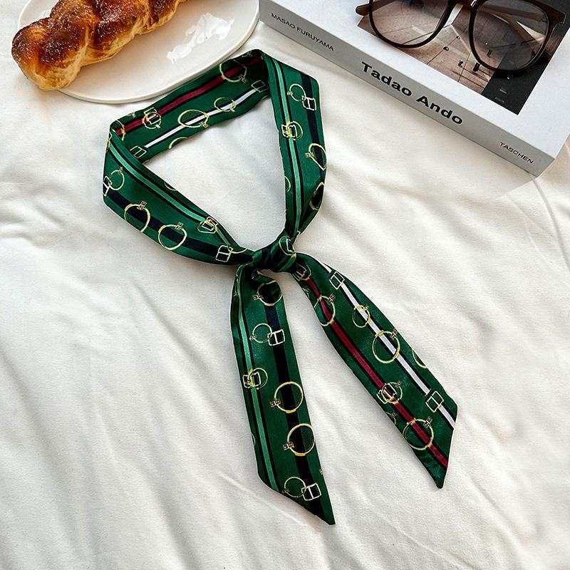 Langer Seidenschal, hochwertiger Halsschal, neuer multifunktionaler Seidenschal, Taschenumwicklung, Kopftuch, Stirnband, Haargummi.