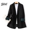 Women Suit Coat Lapel Long Sleeve Single Breasted Jacket with Pockets Solid Color Loose Fit Leisure Outwear Business Casual For