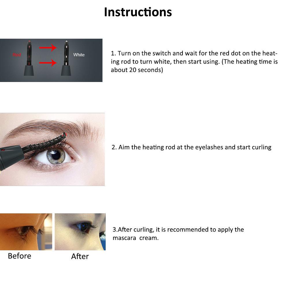 Electric Heated Eyelash Curler USB Electric Heated Makeup Eye Lashes Heated Eyelash Curler