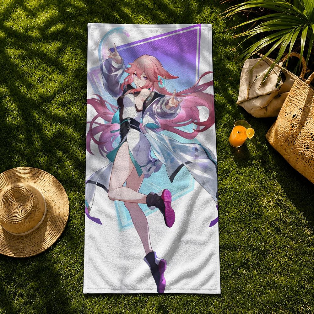 Game Character Yae Miko Towel Towel beach towel, quick drying absorbent bath towel for Swim,Gym,Camping,Outdoor hot