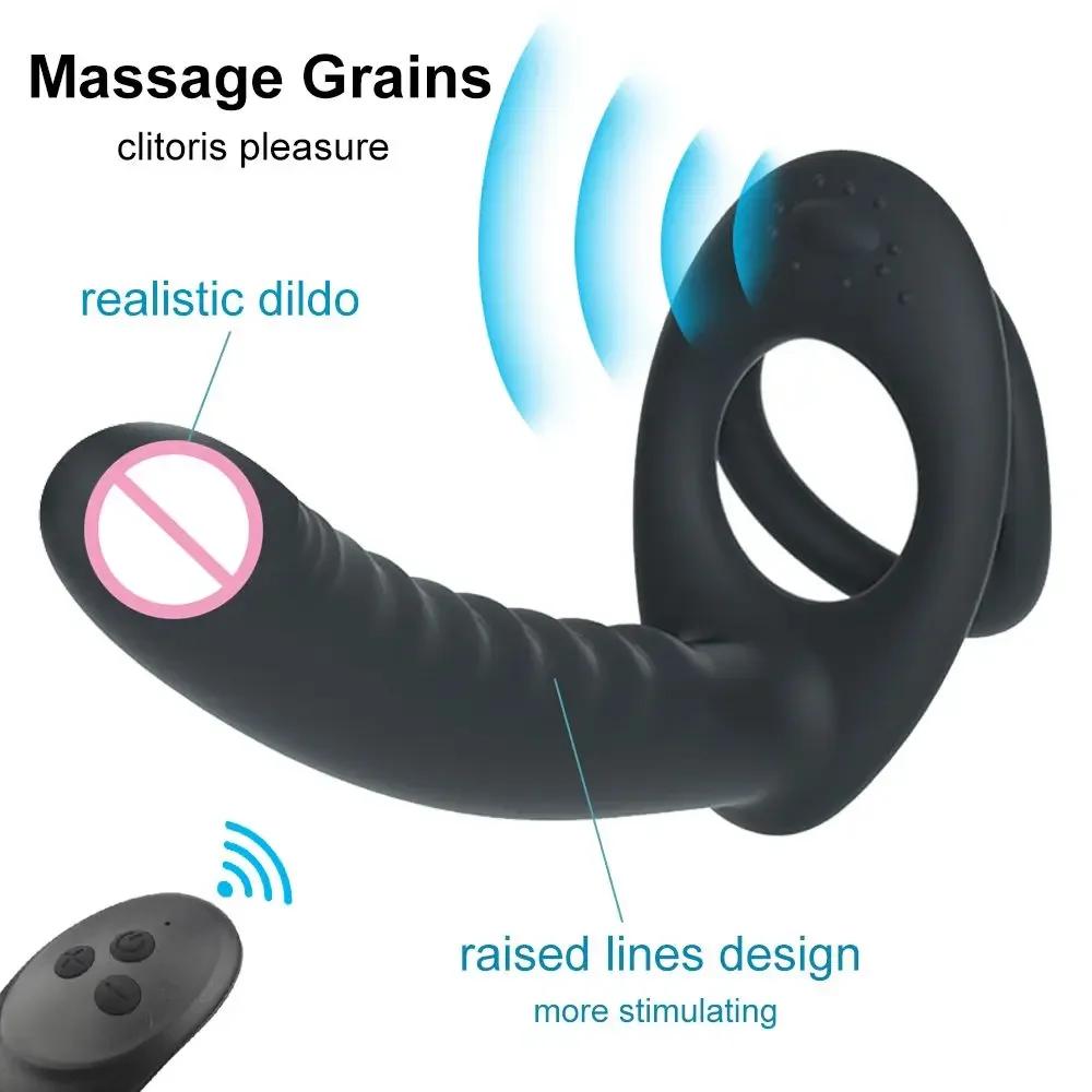 Double Penetration Strap On Anal Vibrator for Couples Dildo Vibrator Anus Plug G Spot Clitoral Vagina Vibrator Intimate Adult Sex Toys Masturbator