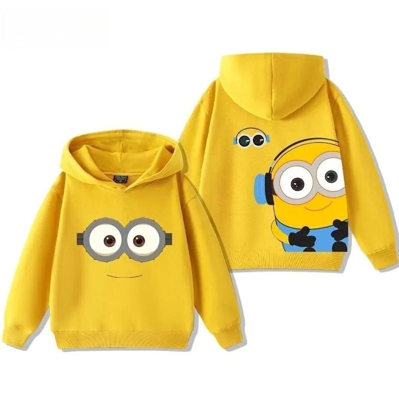 Minion Double-Sided Printed Children's Sweatshirt - Fall/Winter Boys' and Girls' Outdoor Loose Comfortable Hooded Top
