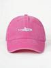 Washed Cotton Baseball Cap With Shark Embroidery, Adjustable Casual Dad Hat For Adults