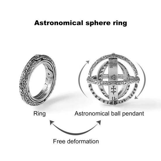Fidget Ring And Necklace Titanium Steel Spinner Ring Decompression Toys Planet Shape Shockproof Manual Anti-Stress Finger Ring Unisex Anxiety Jewelry