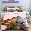 Juego de Edredón Estampado de 3 Piezas Zootopia Nick y Judy Suave y Cómodo Funda de Edredón para Dormitorio, Habitación de Invitados Juego de Ropa de Cama S102