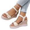 Summer Women Open Toe Platform Wedge Sandals Ankle Strap Buckle Closure Casual Outdoor Footwear