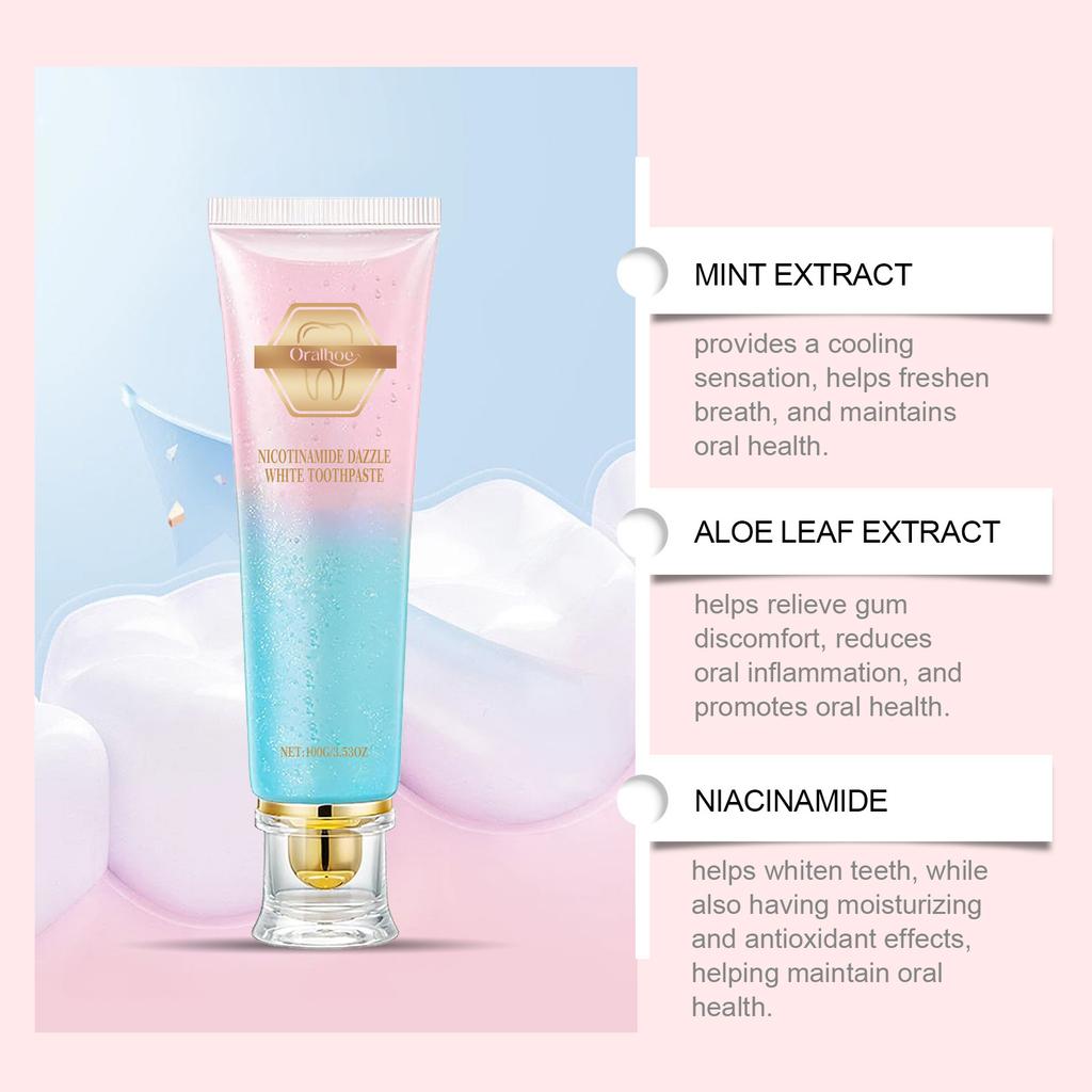 ORALHOE Nicotinamide Mint Toothpaste for Bad Breath & Stain Removal, Daily Oral Care, Enamel Protection