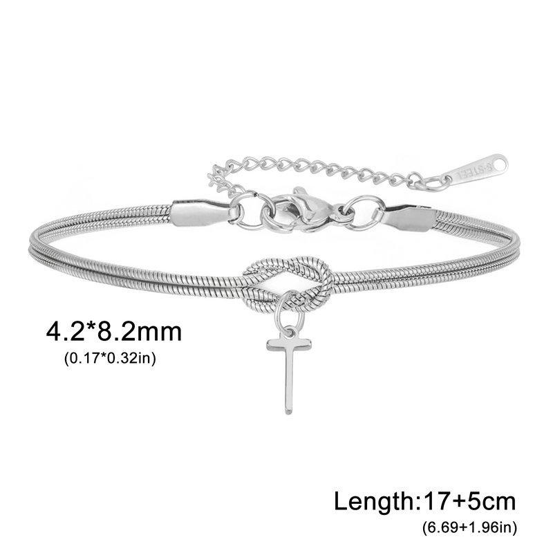 Stainless Steel 26-Letter Bracelet & Anklet with Double-Layer Knotted Snake Bone Chain