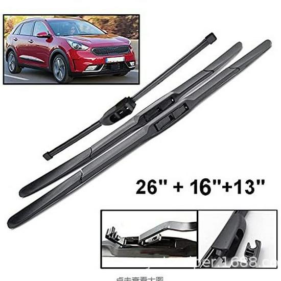 Kia Niro 2016-2024 Front & Rear Wiper Blades Set: 26"+16"+13"