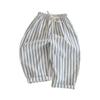 Kids' Striped Drawstring Pants - Linen Cotton Loose Fit Trousers