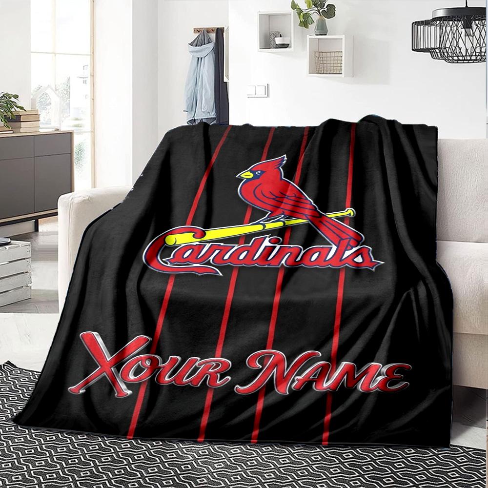Name Custom St. Louis Cardinals Print Flannel Blanket High Quality Warm Comfortable Cover for All Seasons Perfect for Gifts Home Decor